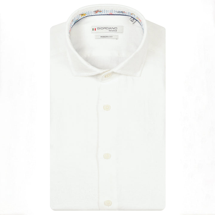 Giordano Shirt 617810 Row Cutaway Long Sleeve Linen - Bright White 10