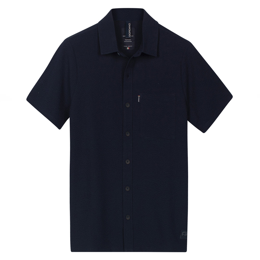 Giordano Short Sleeve Shirt 616005 Puglia Seersucker - Navy 60
