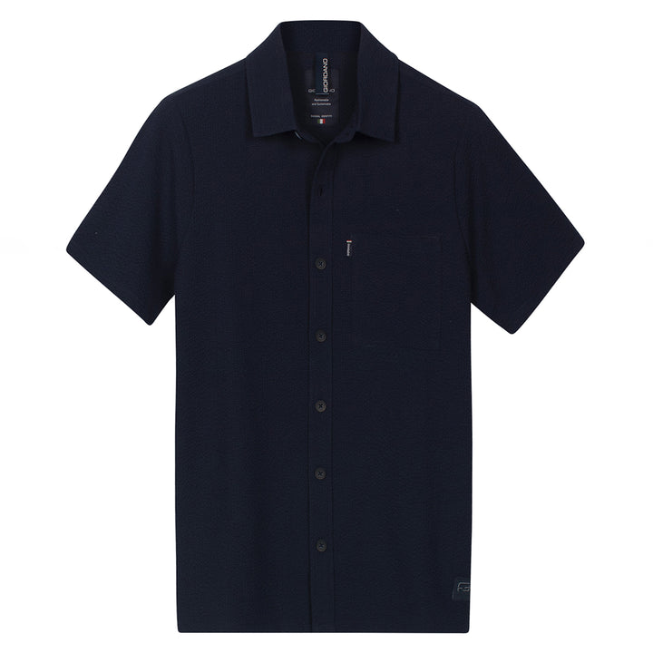 Giordano Short Sleeve Shirt 616005 Puglia Seersucker - Navy 60