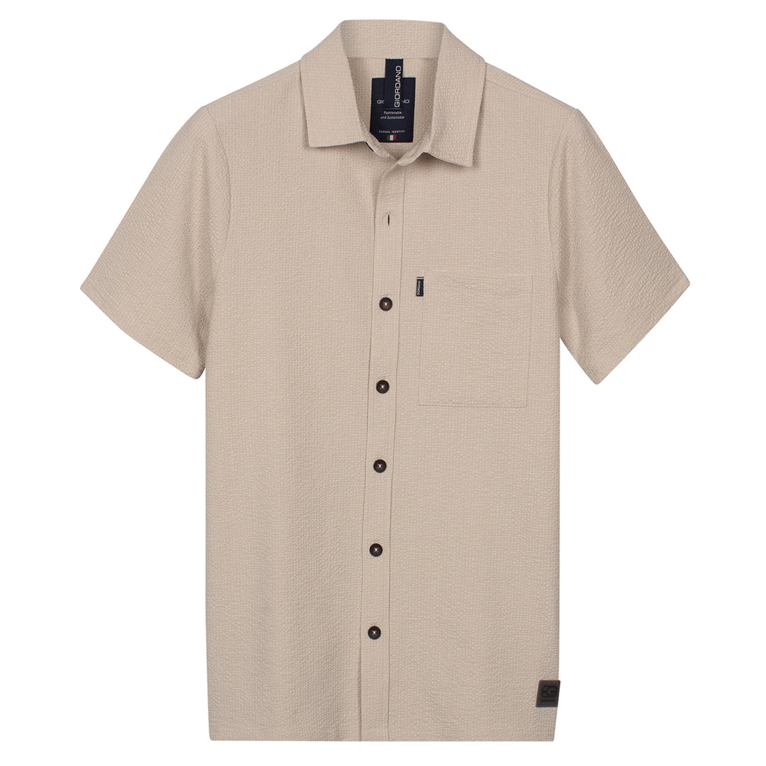 Giordano Short Sleeve Shirt 616005 Puglia Seersucker - Oyster Grey 81