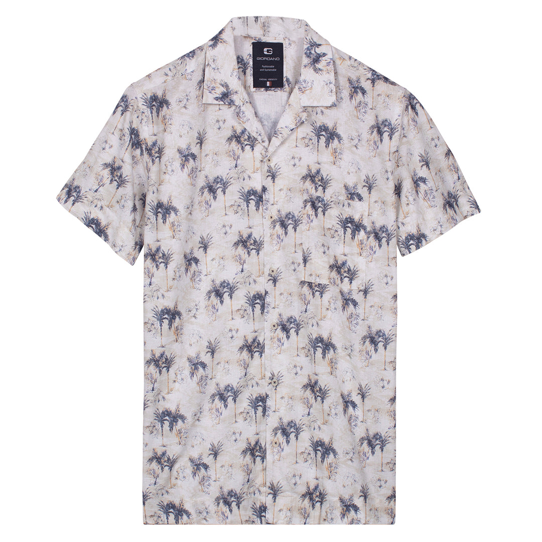 Giordano Short Sleeve Shirt 616873 Capri Palm Tree Print - Navy 60