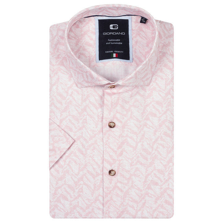 Giordano Short Sleeve Shirt 616889 Front Jacquard Print - Pink 51