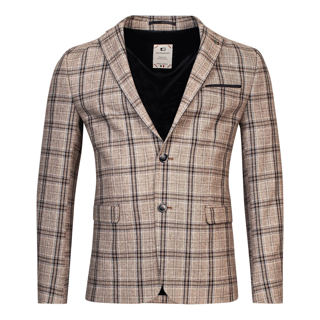 Girodano 312603-80 Brown Check Two Button Blazer Jacket - Baks Menswear Bournemouth