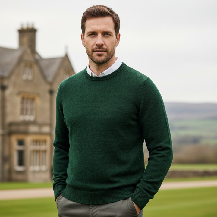 Glenmuir g. Morar Tartan Green Crew Neck Lambswool Jumper (31)