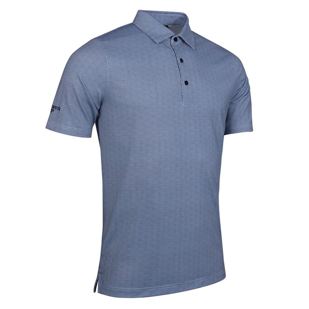 Glenmuir g.Carrbridge White Navy Micro Fan Print Polo Shirt MSP7685-CAR - Baks Menswear Bournemouth