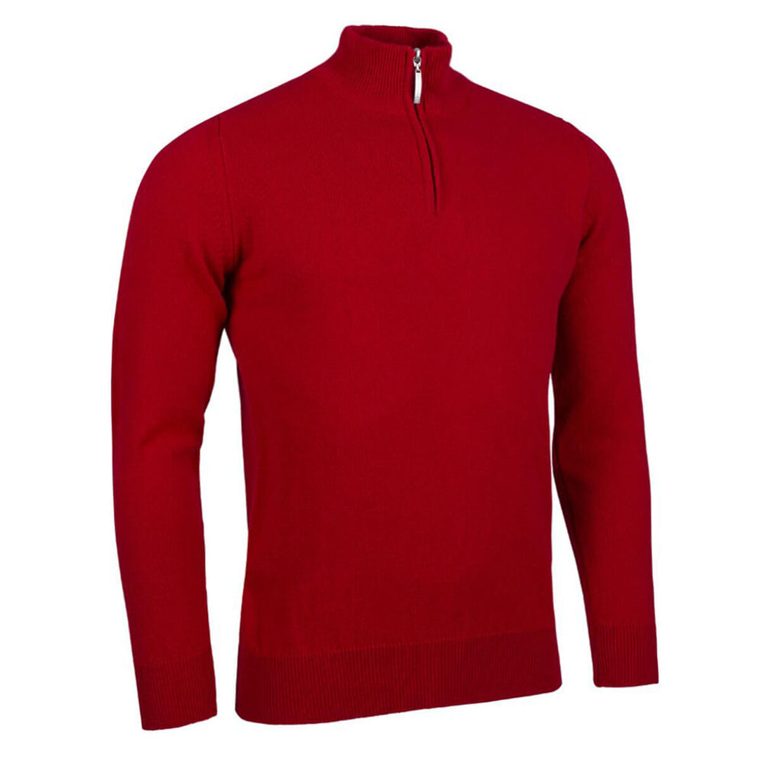 Glenmuir g.Coll Garnet Red Zip Neck Lambswool Jumper - Baks Menswear
