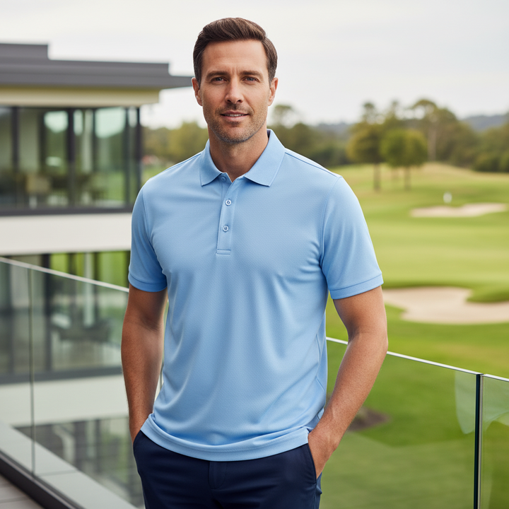 Glenmuir g.Deacon Paradise Blue Pique Polo Shirt MSP7373-DEAC