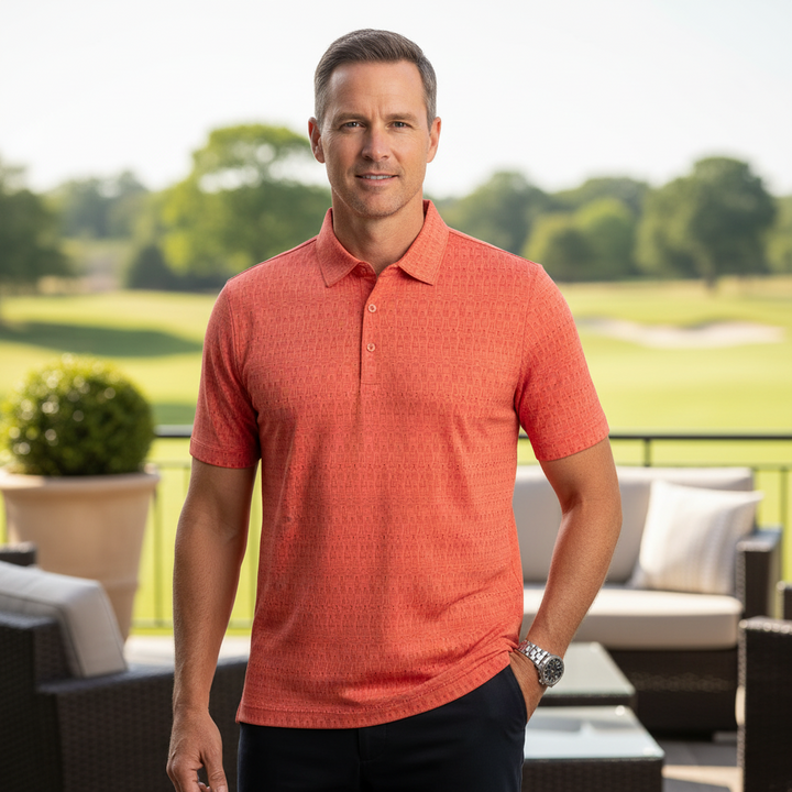 Glenmuir g.Glen Apricot Orange Whiskey Bottle Print Polo Shirt MSP7681-GLE