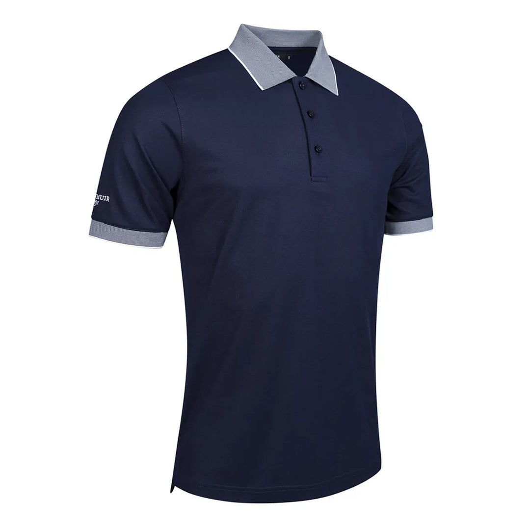 Glenmuir g.Hatton Navy White Pique Polo Shirt MSP7713 1043