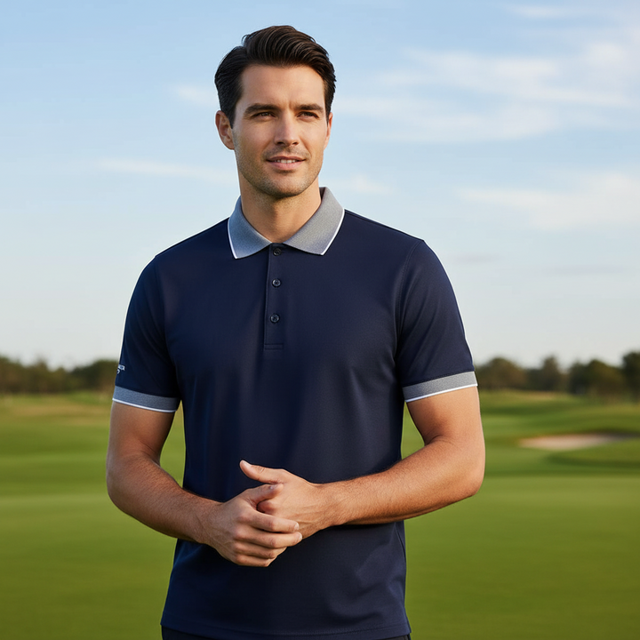 Glenmuir g.Hatton Navy White Pique Polo Shirt MSP7713 1043