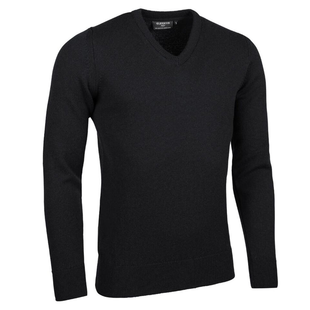 Glenmuir g.Lomond Black V-Neck Lambswool Jumper - Baks Menswear