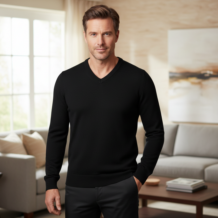 Glenmuir g.Lomond Black V-Neck Lambswool Jumper (8)