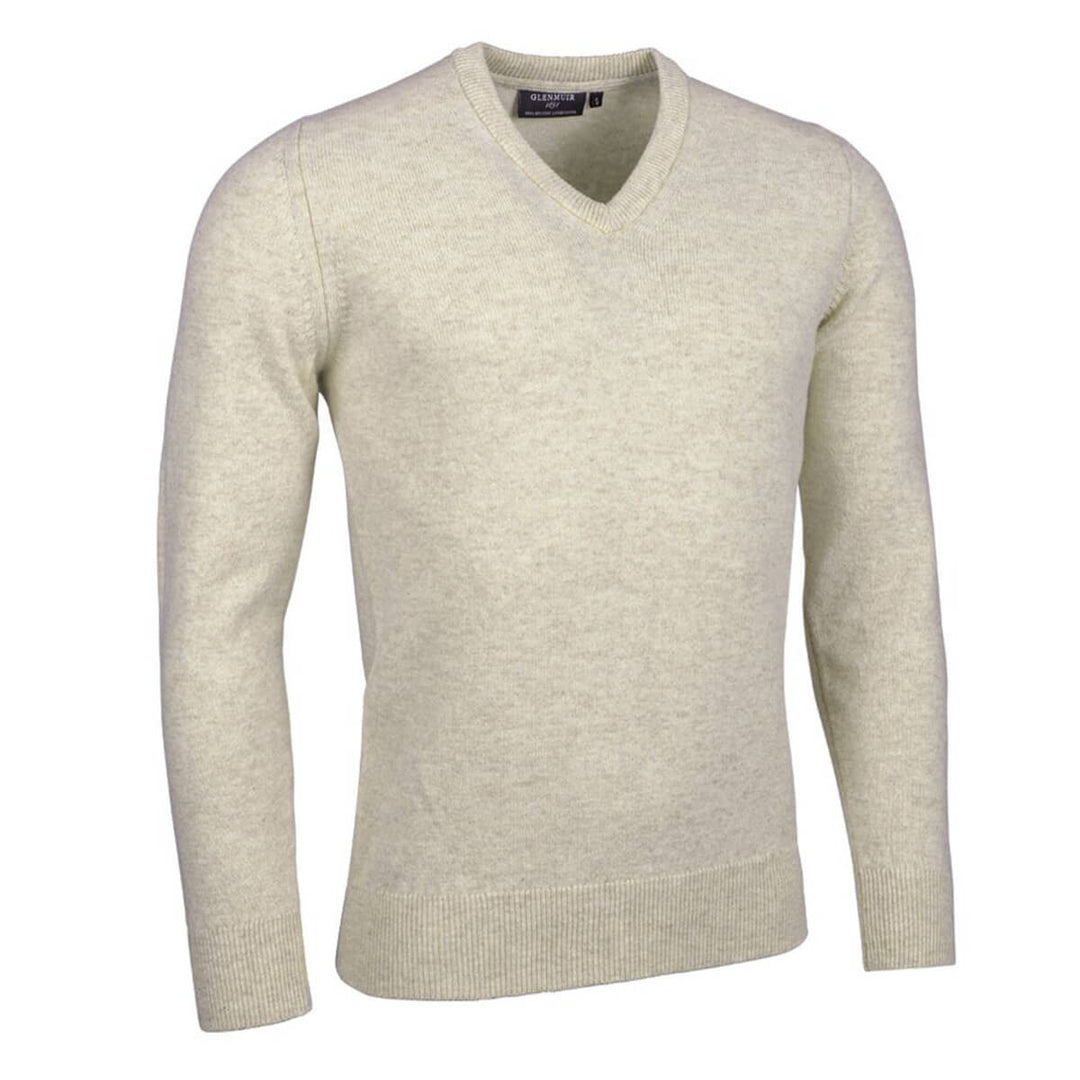 Glenmuir g.Lomond Linen Marl V-Neck Lambswool Jumper - Baks Menswear