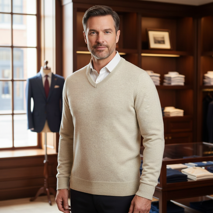 Glenmuir g.Lomond Linen Marl V-Neck Lambswool Jumper (8)