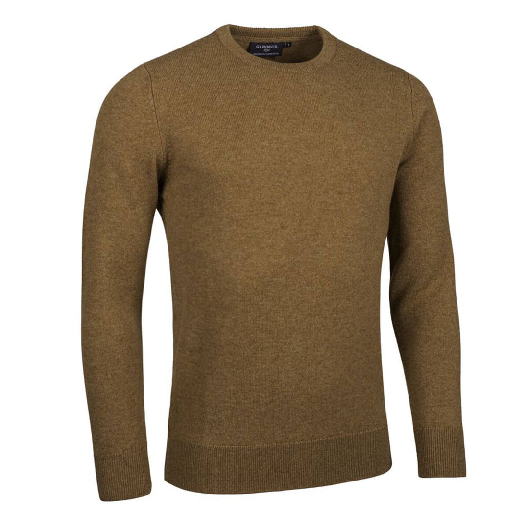 Glenmuir g.Morar Driftwood Brown Marl Crew Neck Lambswool Jumper - Baks Menswear Bournemouth