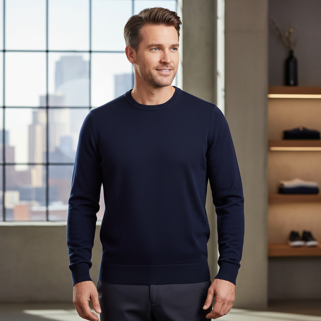 Glenmuir g.Morar Navy Lambswool Crew Neck Jumper (31)