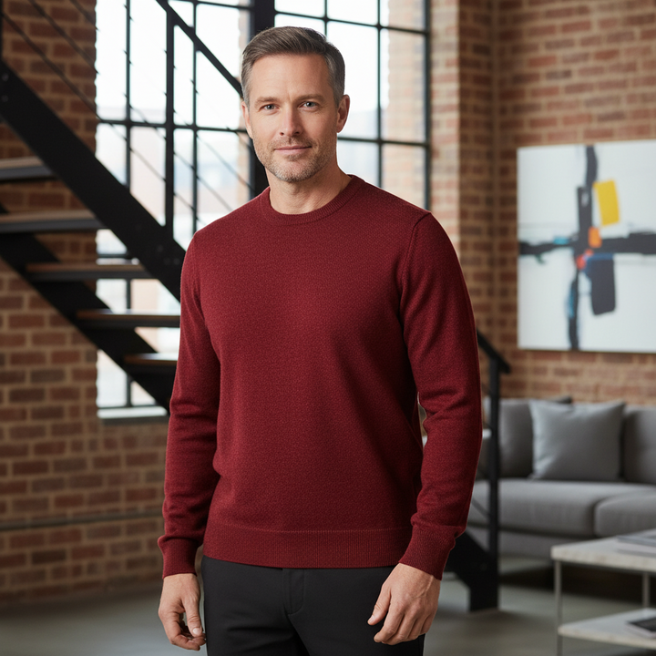 Glenmuir g.Morar Poppy Red Melange Lambswool Crew Neck Jumper (31)