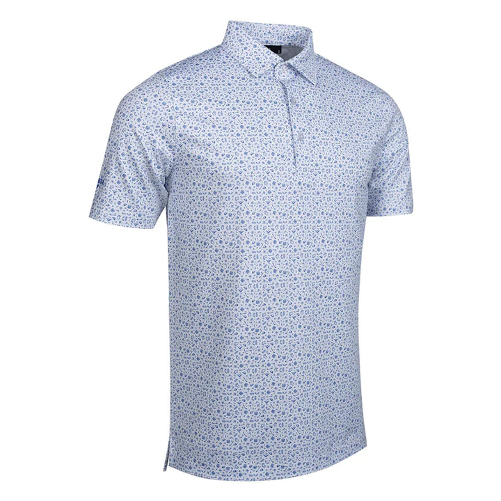 Glenmuir g.Overton White Tahiti Micro Scottish Print Polo Shirt MSP7715 1167