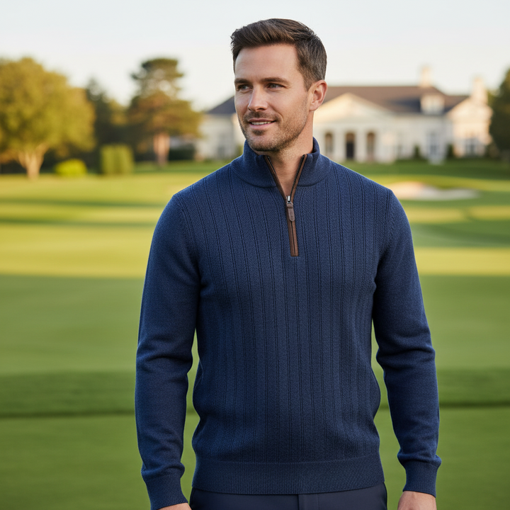 Glenmuir g.Solway Navy Marl Herringbone Cashmere Mix Jumper (17)
