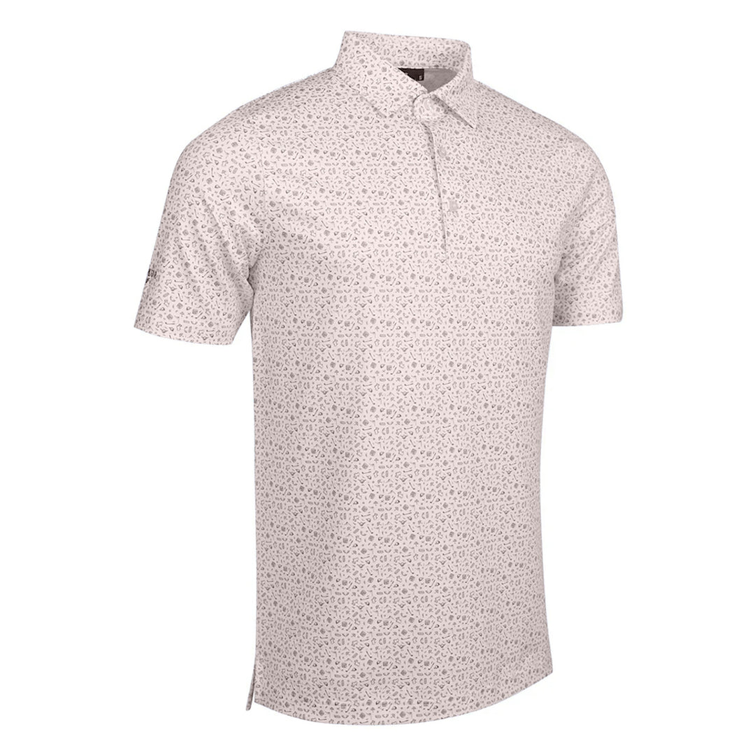 Glenmuir Overton Linen Beige Micro Scottish Print Polo Shirt MSP7715 137