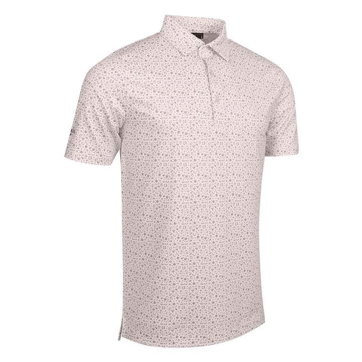 Glenmuir Overton Linen Beige Micro Scottish Print Polo Shirt MSP7715 137