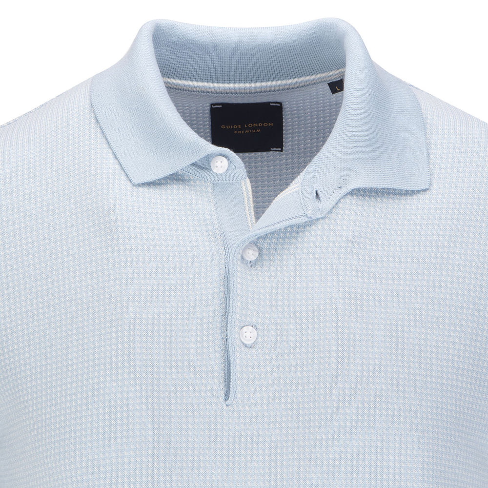 Guide London 42898 Blue Knit Polo Shirt - Baks Menswear