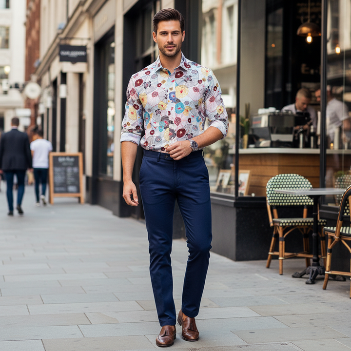 Guide London LS76160 Multicolour Print Long Sleeve Shirt