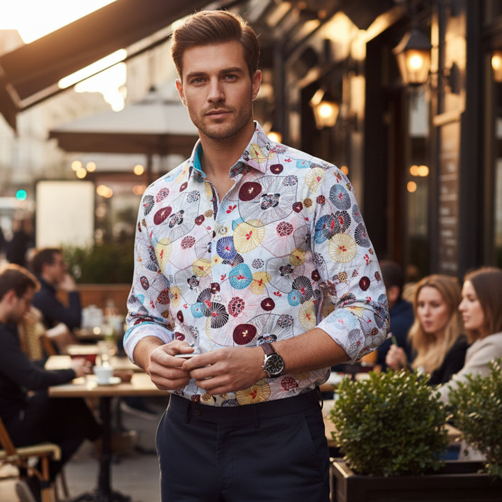 Guide London LS76160 Multicolour Print Long Sleeve Shirt