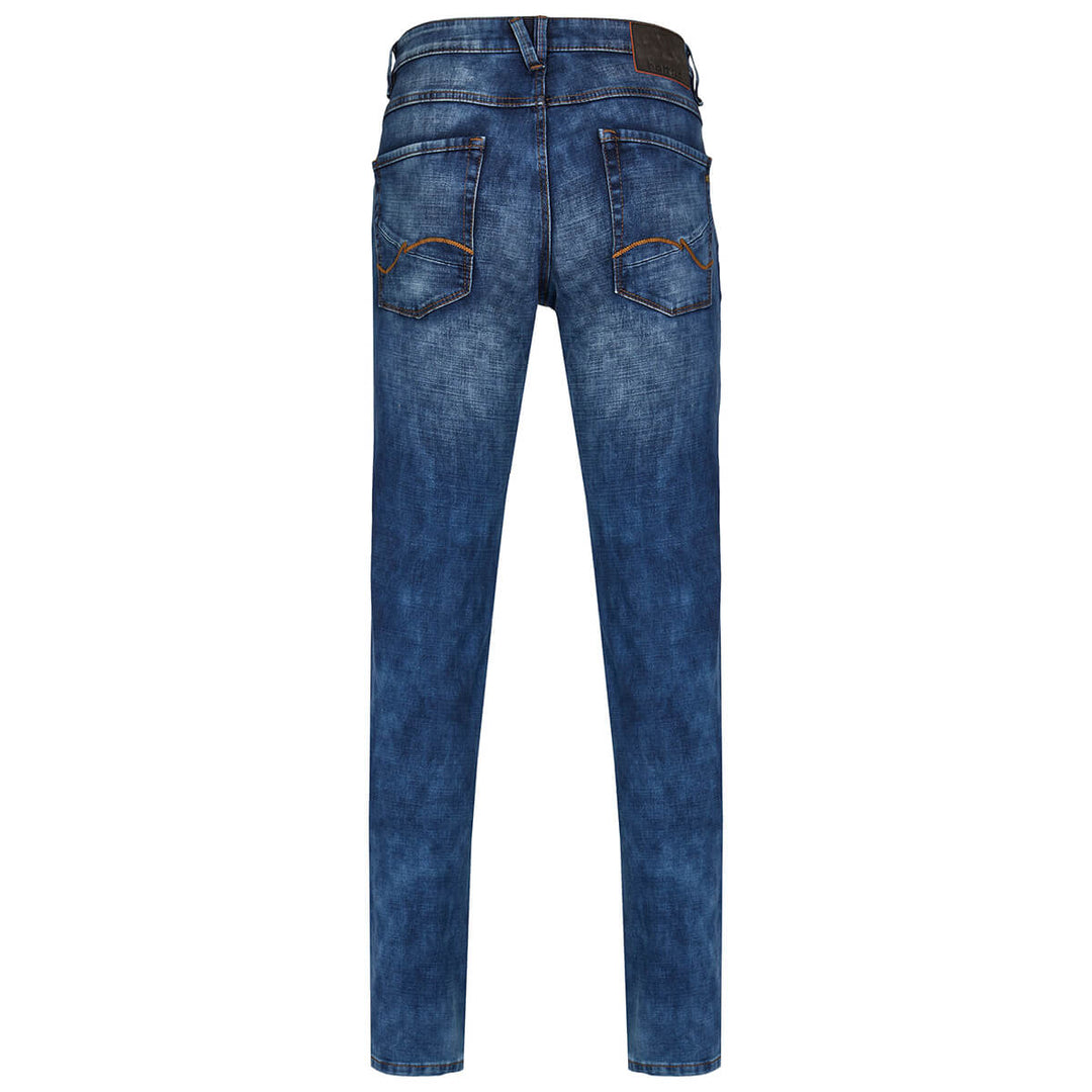Hattric Harris 688495 9690 49 Mid Blue Used Look Slim Stretch Jeans - Baks Menswear