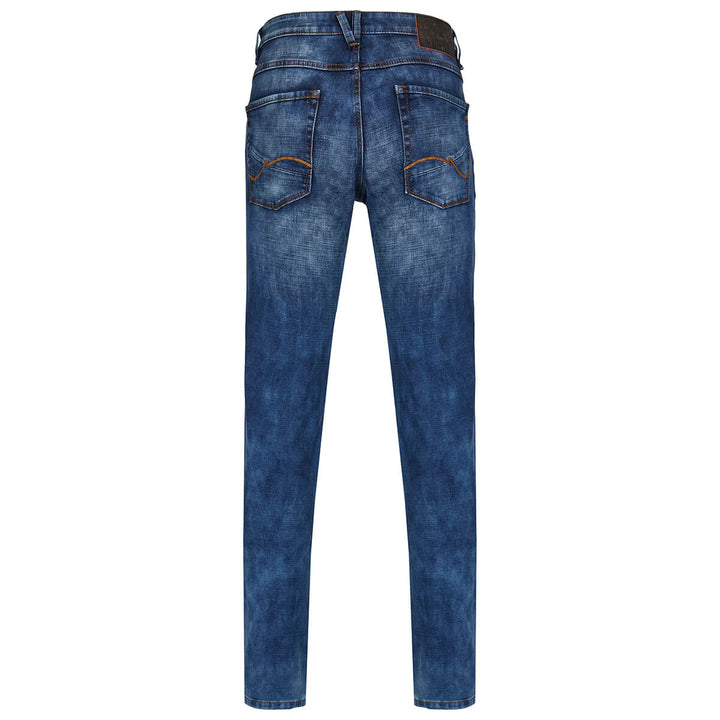 Hattric Harris 688495 9690 49 Mid Blue Used Look Slim Stretch Jeans - Baks Menswear