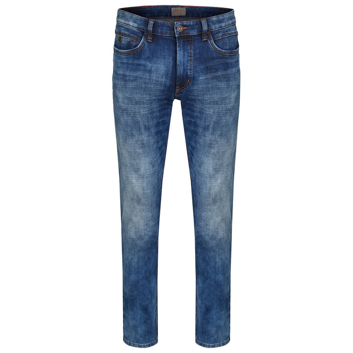 Hattric Harris 688495 9690 49 Mid Blue Used Look Slim Stretch Jeans - Baks Menswear