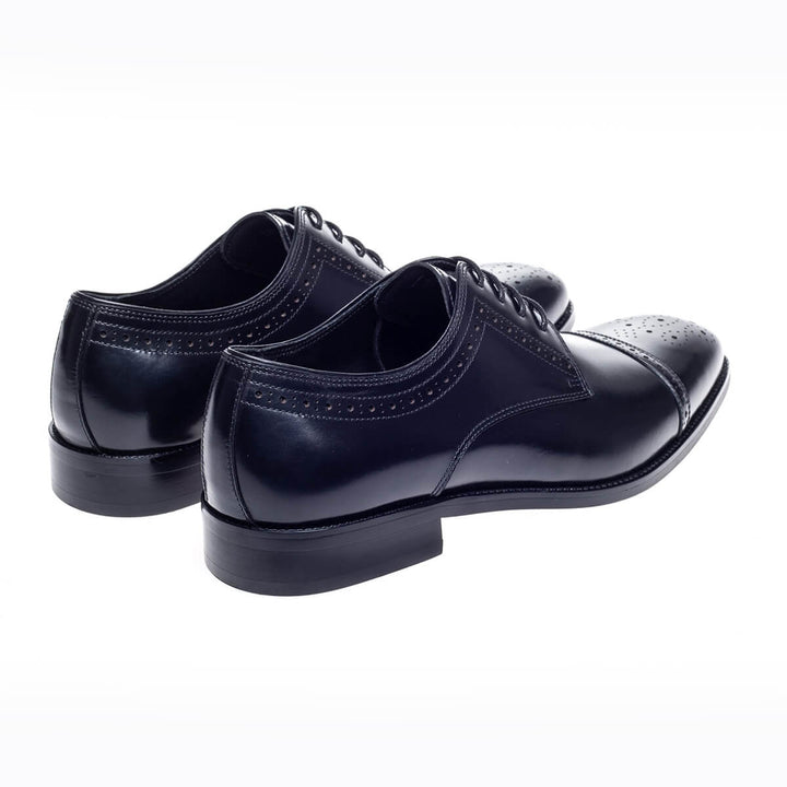 John White Lucan Black Semi Brogue Lace-Up Shoes - Baks Menswear