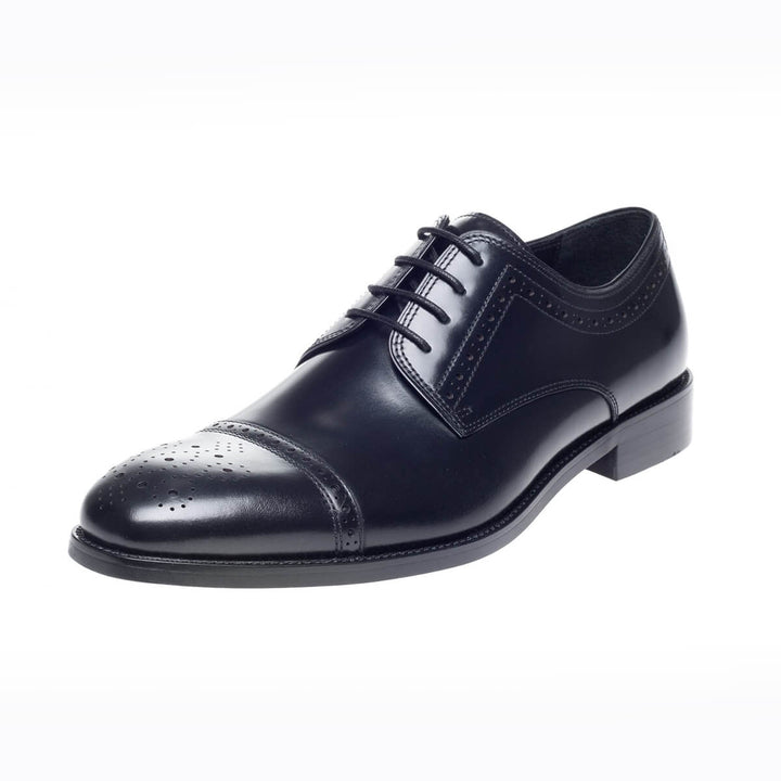 John White Lucan Black Semi Brogue Lace-Up Shoes - Baks Menswear