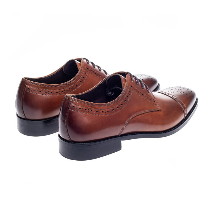 John White Lucan Tan Brown Semi Brogue Lace-Up Shoes - Baks Menswear