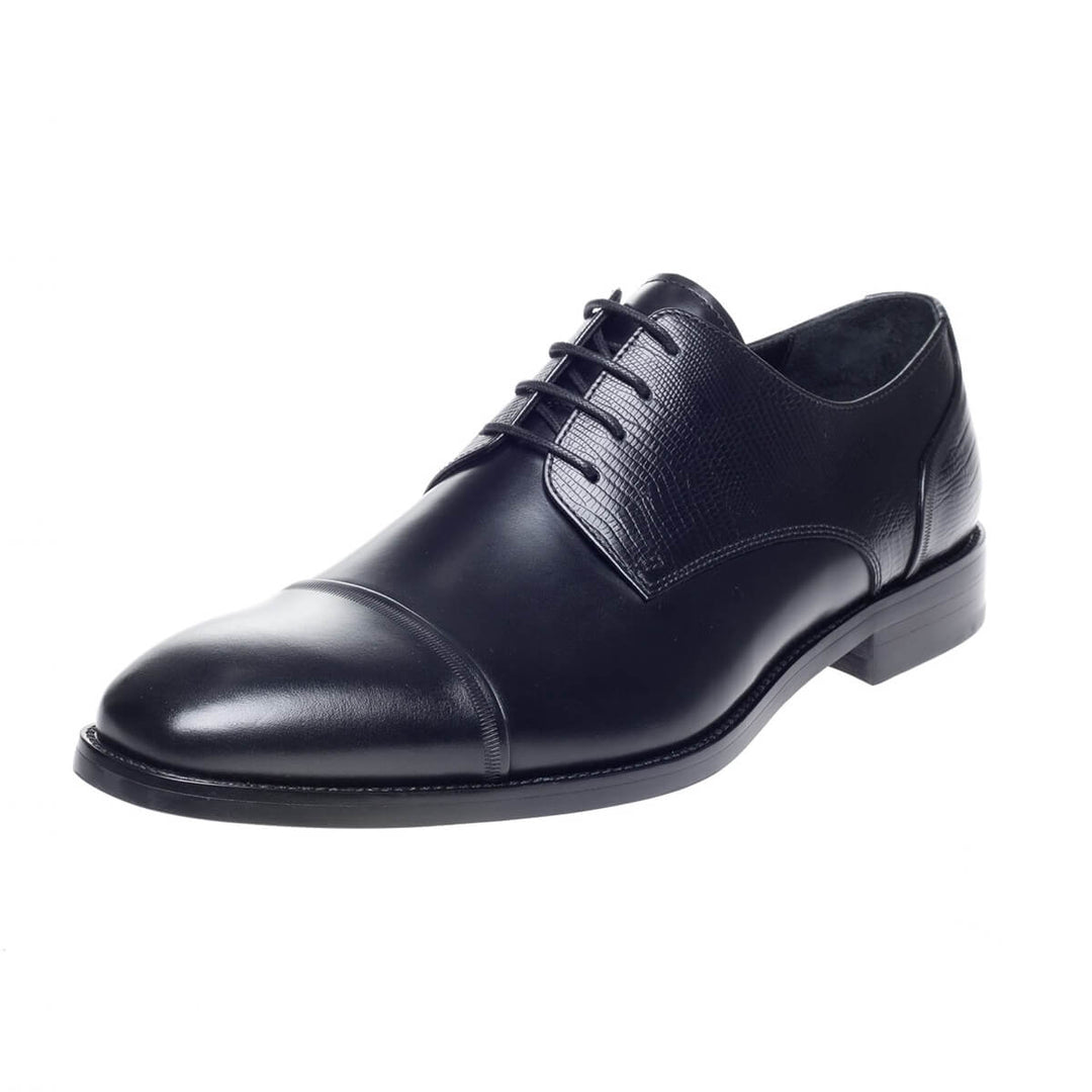 John White Melton Black Lace-Up Derby Shoes - Baks Menswear