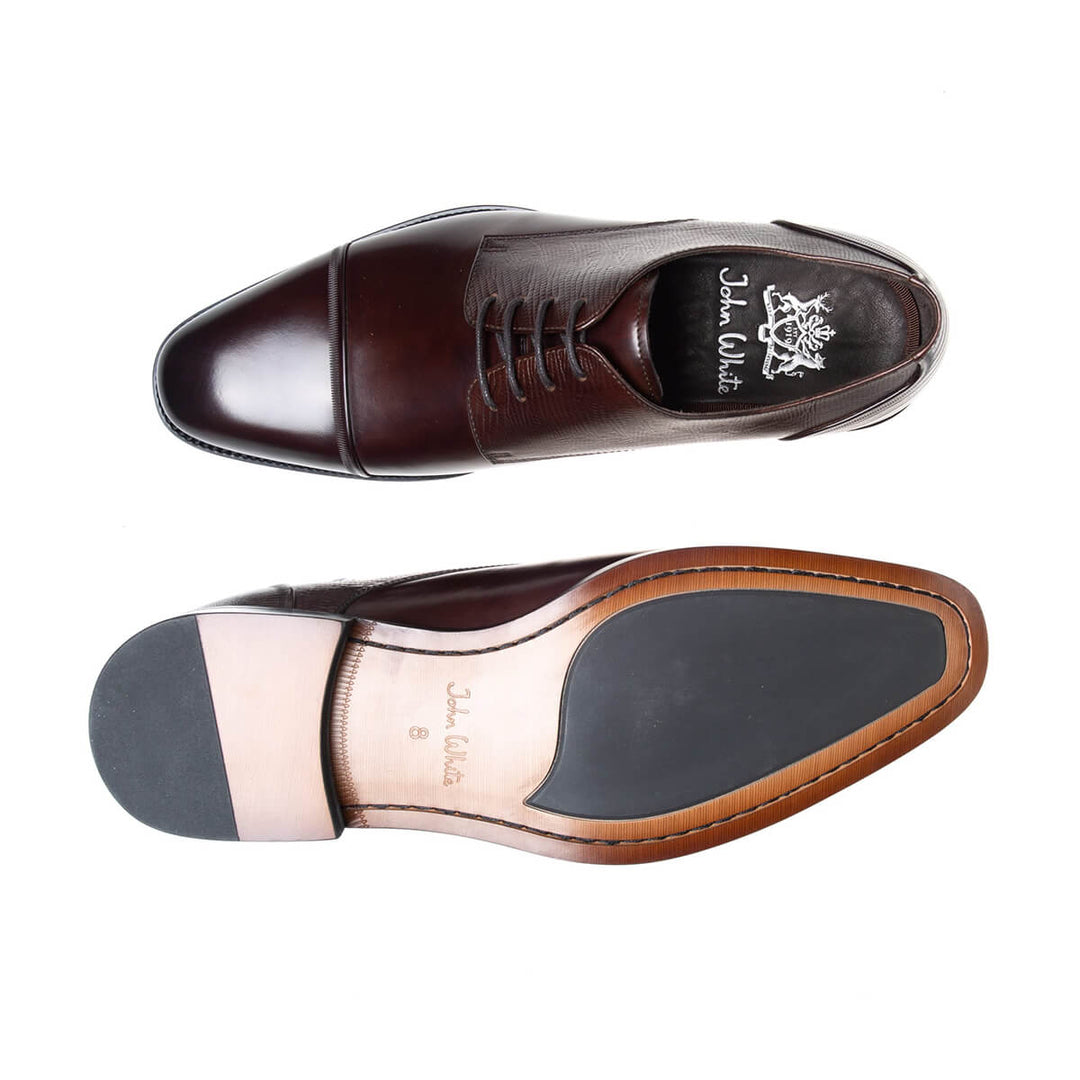 John White Melton Brown Lace-Up Derby Shoes - Baks Menswear