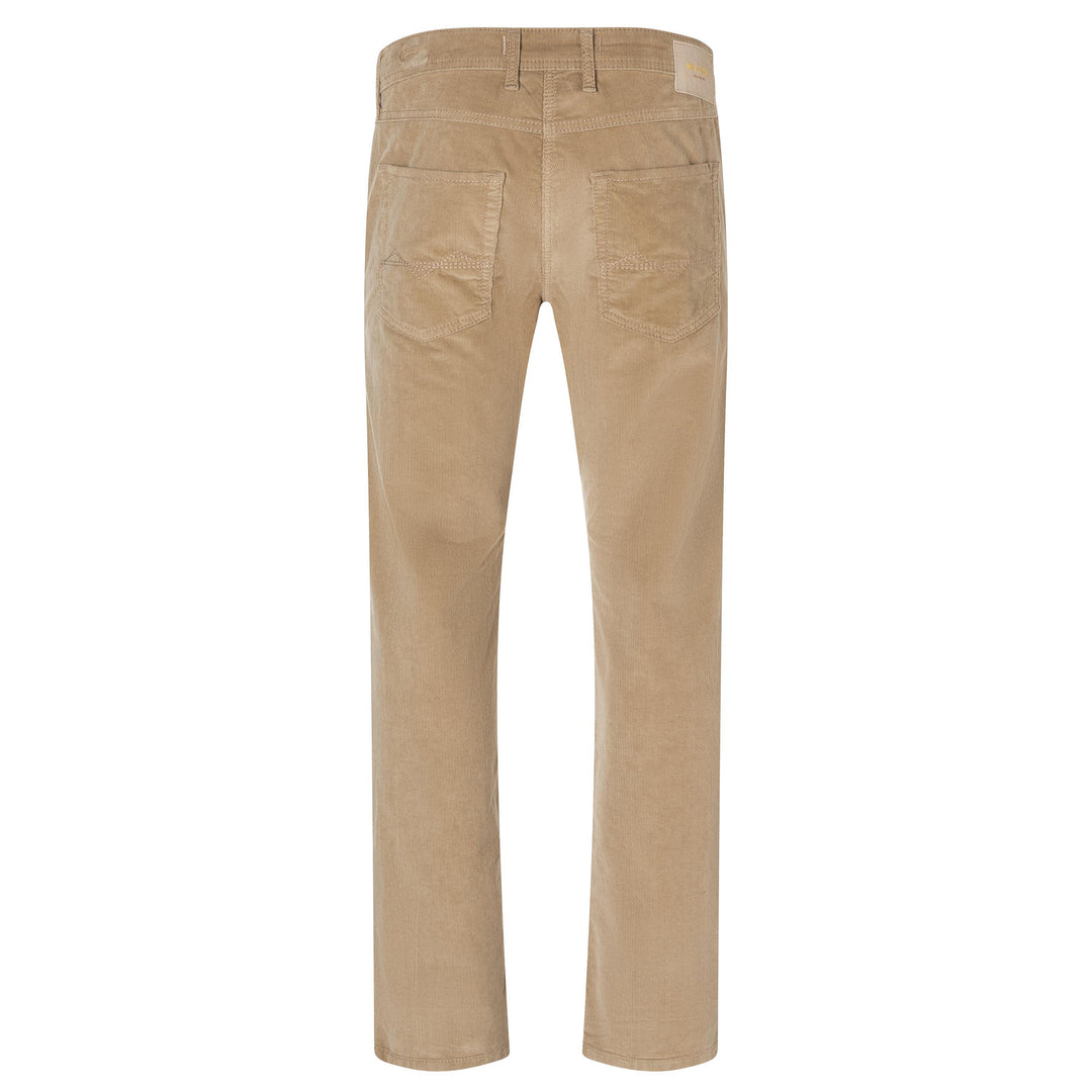 Beige corduroy pants on a white background