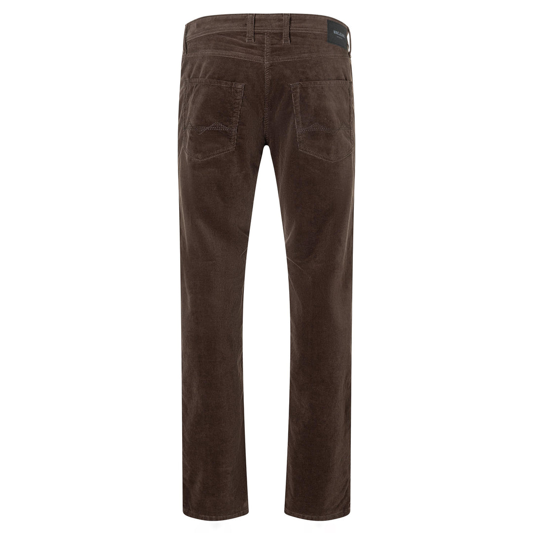 Brown corduroy pants on a white background