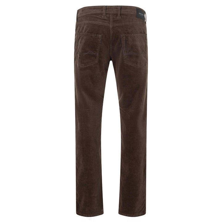 Brown corduroy pants on a white background