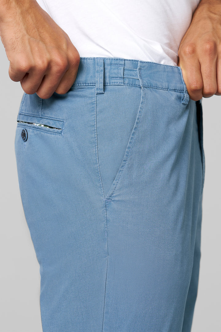 Light blue pants with a white background