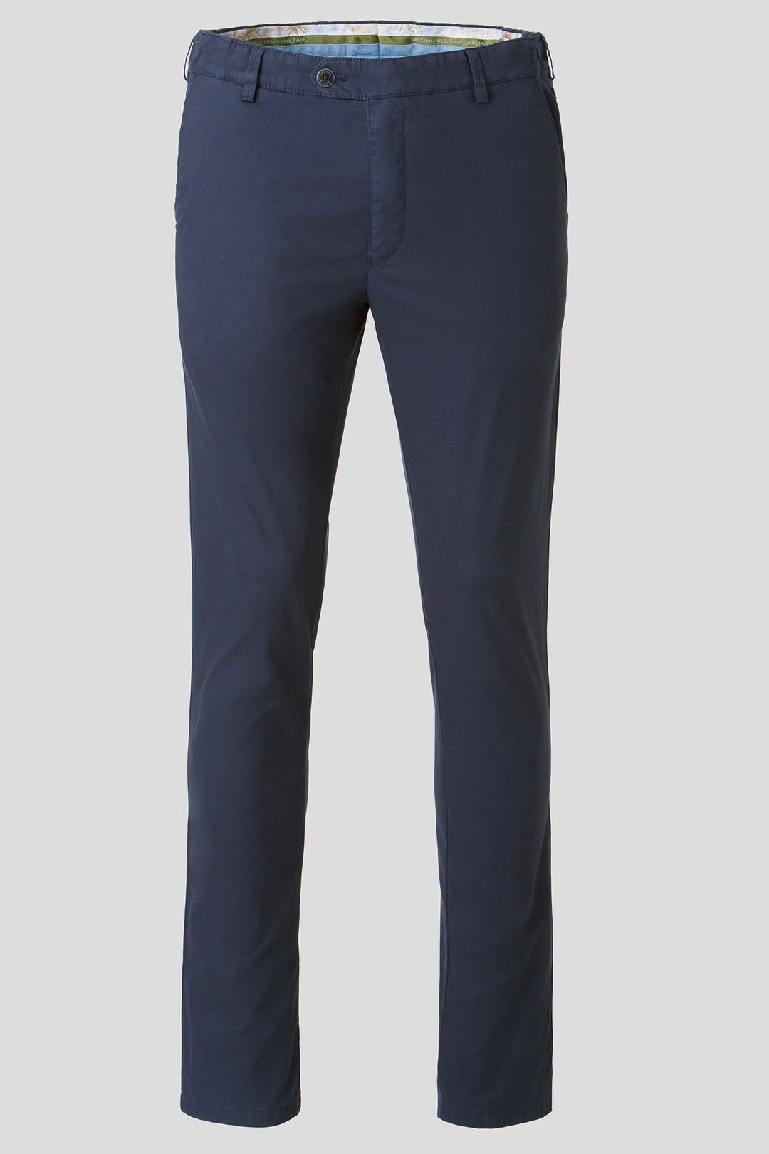 Navy blue pants on a light gray background