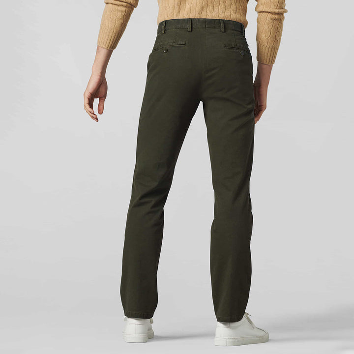 Meyer 9-316-29 Roma Laurel Khaki Green Bio Cotton Chino Trousers - Baks Menswear Bournemouth