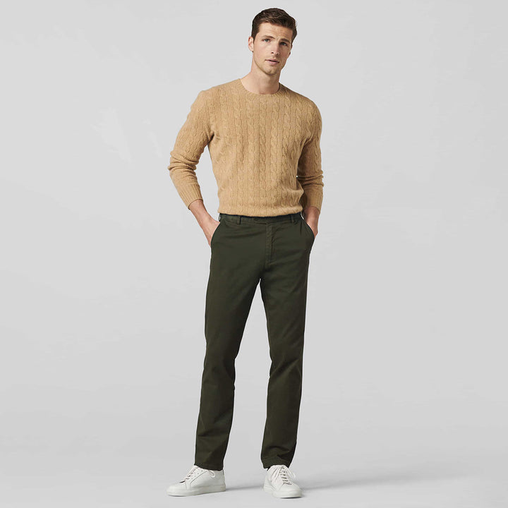 Meyer 9-316-29 Roma Laurel Khaki Green Bio Cotton Chino Trousers - Baks Menswear Bournemouth