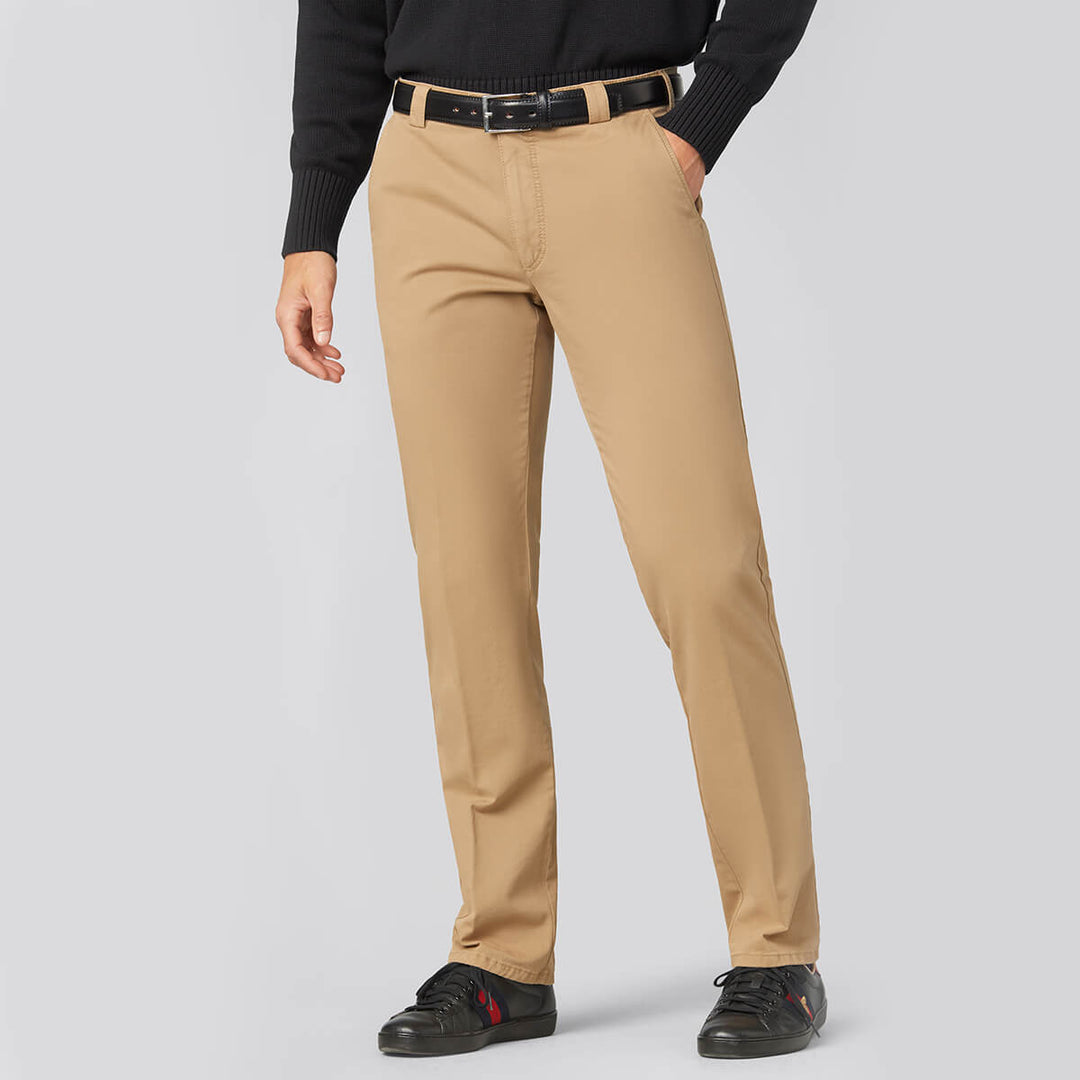 Meyer 9-316-42 Roma Camel Stretch Chino Trousers - Baks Menswear