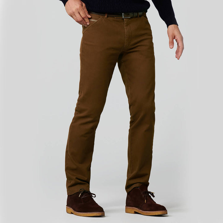 Meyer Chicago 5606 45 Brown Stretch Cotton Chino Trousers - Baks Menswear