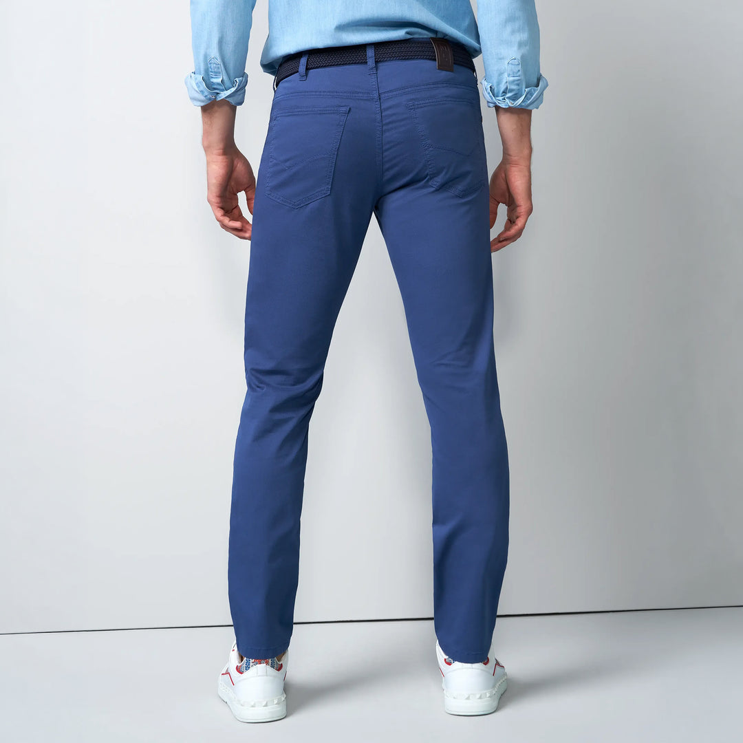 Meyer M5 Five 1-6075 17 Blue Soft Micro Print 5-Pocket Trousers
