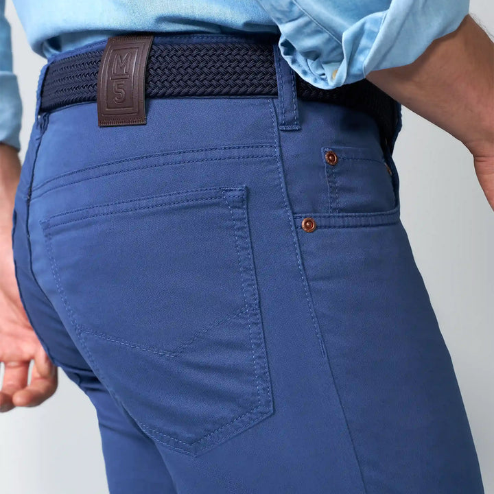 Meyer M5 Five 1-6075 17 Blue Soft Micro Print 5-Pocket Trousers