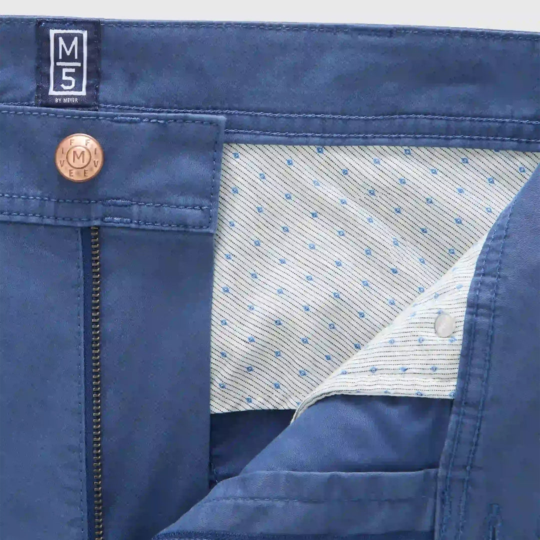 Meyer M5 Five 1-6075 17 Blue Soft Micro Print 5-Pocket Trousers