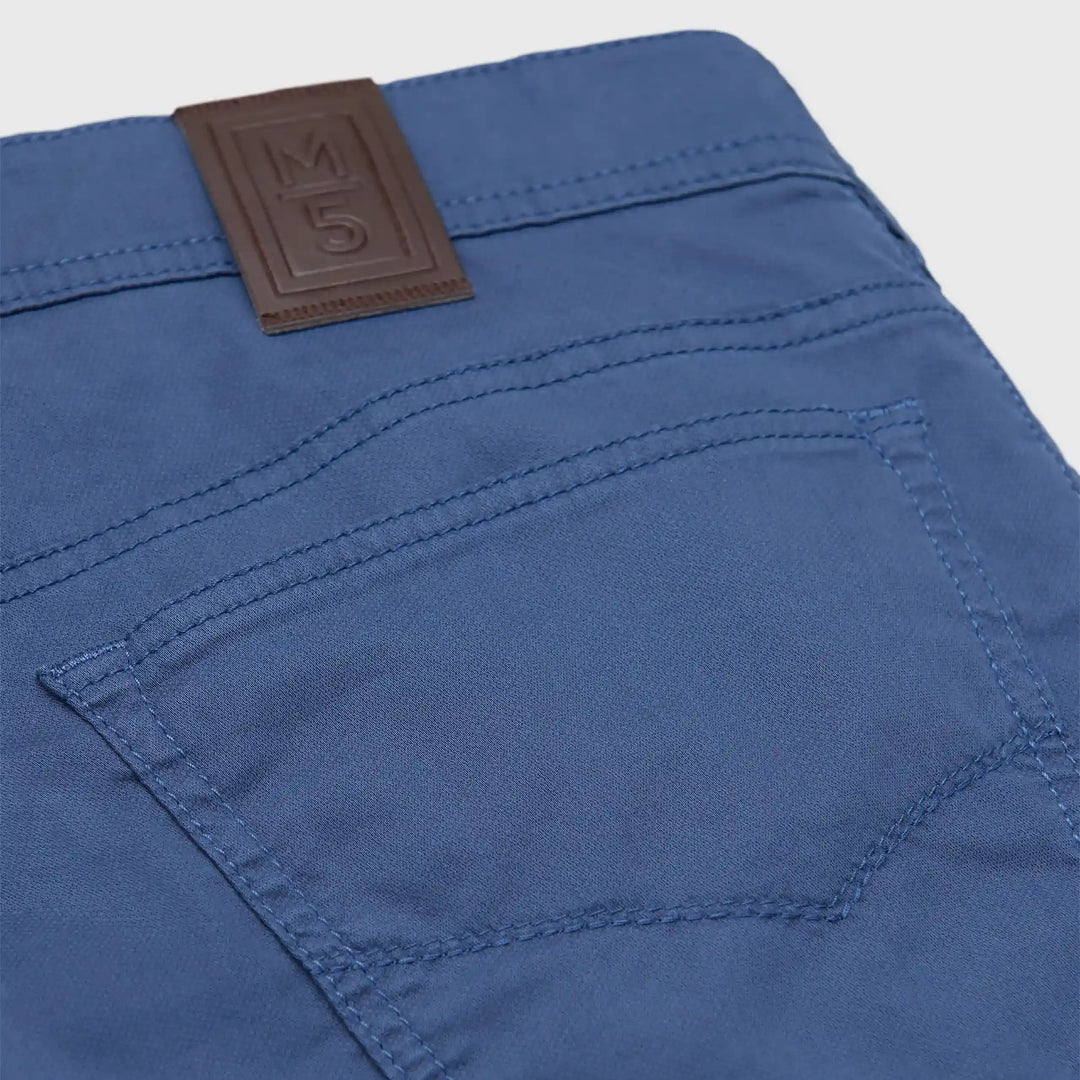 Meyer M5 Five 1-6075 17 Blue Soft Micro Print 5-Pocket Trousers