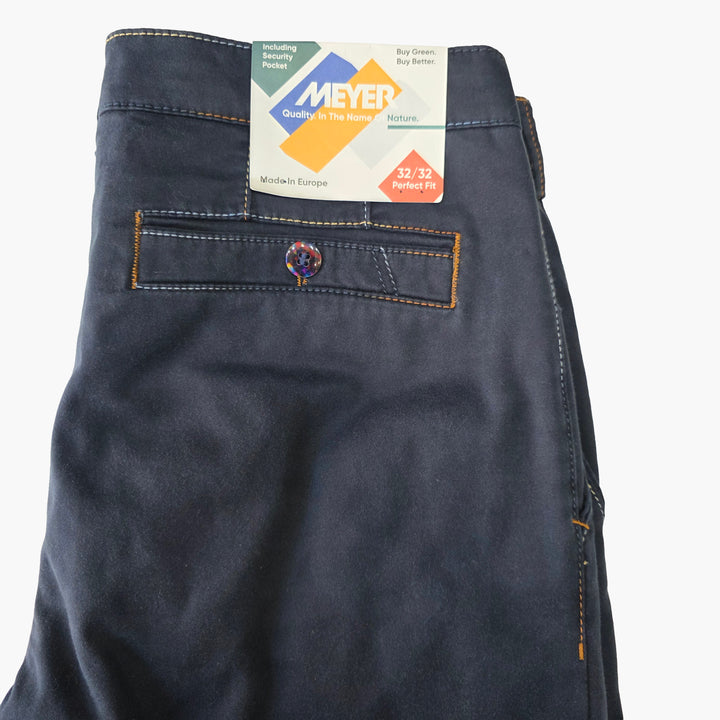 Meyer New York 9-3000 Coloured Stitch Navy Men's Chino Trousers - Baks Menswear Bournemouth